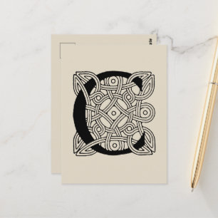Postal Monograma de letra C con estampado de nudo celta v