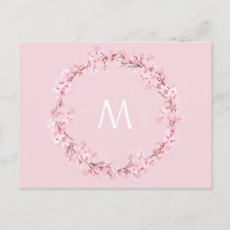 Postal monograma de letra roja floral