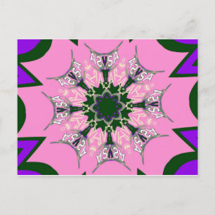 Postal Monograma de Moda Floral Cuta Negra y Rosa