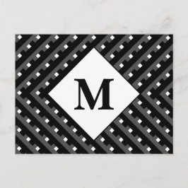 Postal Monograma de patrón blanco y negro