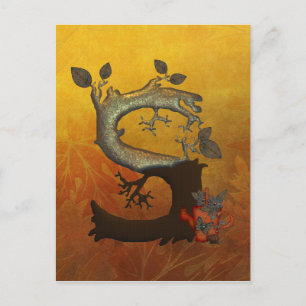 Postal Monograma del árbol de otoño S