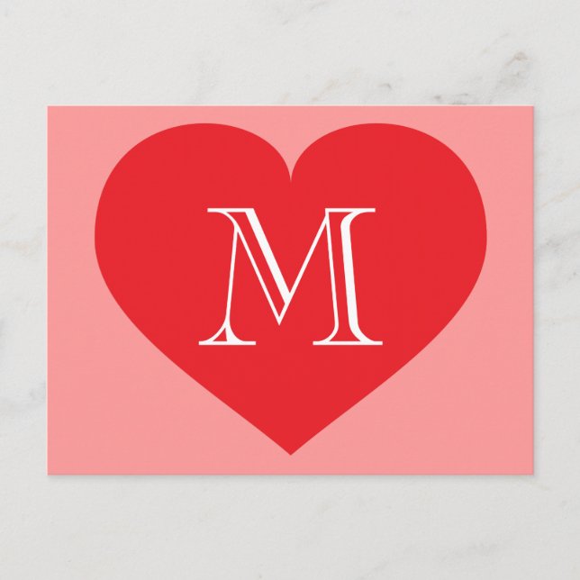 Postal Monograma del corazón rojo (Anverso)