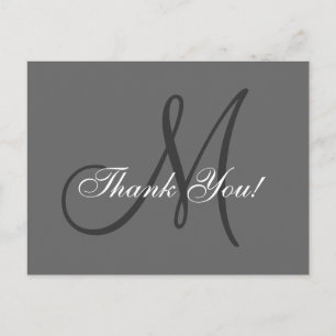 Postal Monograma elegante   Boda Gracias Postcard