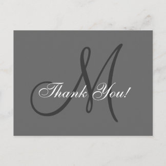 Postal Monograma elegante | Boda Gracias Postcard