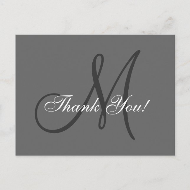 Postal Monograma elegante | Boda Gracias Postcard (Anverso)