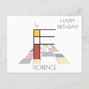 Postal Monograma estilo arte moderno. Letra F