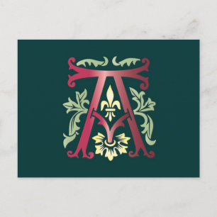 Postal Monograma Fleur-de-lis A