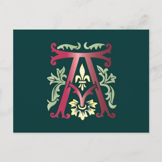 Postal Monograma Fleur-de-lis A (Anverso)