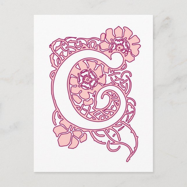 Postal Monograma floral de Art Nouveau C (Anverso)