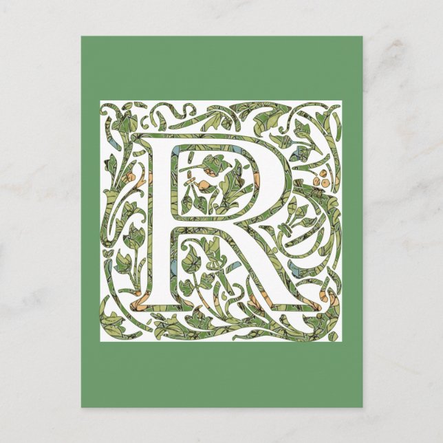 Postal Monograma floral R (Anverso)