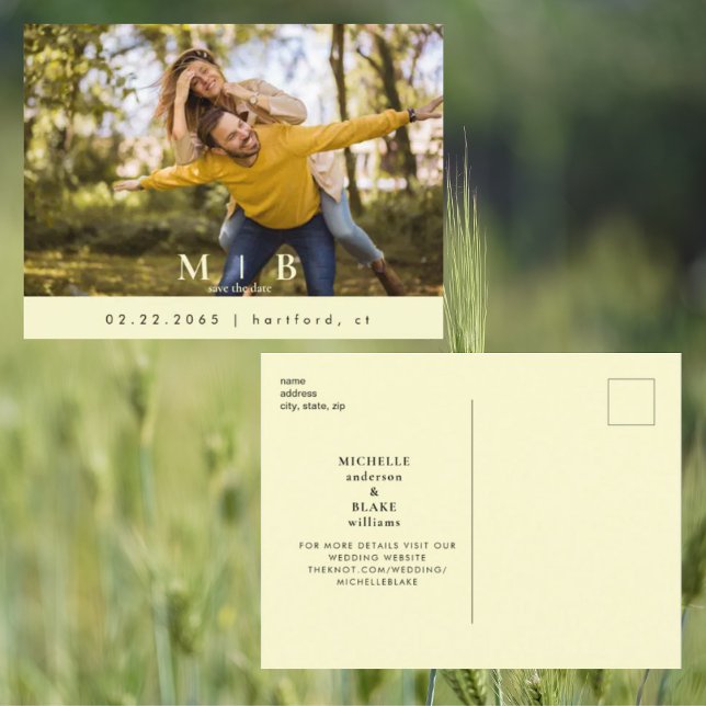 Postal Monograma Fotomía Amarilla Boda Salva la Fecha (Subido por el creador)