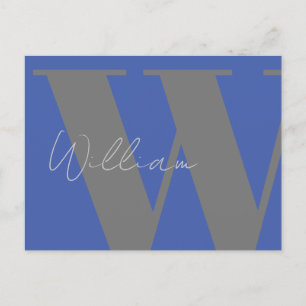 Postal Monograma Gris Azul – Estilo de evento minimalista