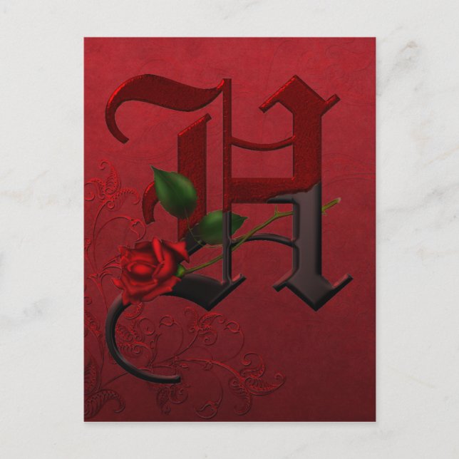 Postal Monograma H de Rosa gótico (Anverso)