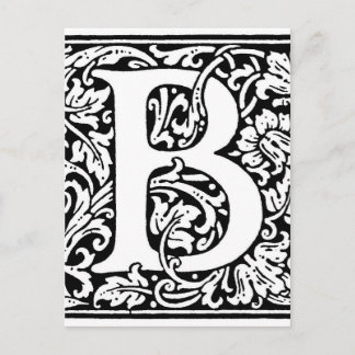 Postal Monograma Inicial B. Patrón Floral de Nombre Perso