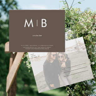 Postal Monograma moderno de chocolate fotográfico salva l