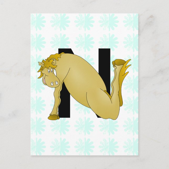 Postal Monograma N Personalizado Caballo personalizado (Anverso)