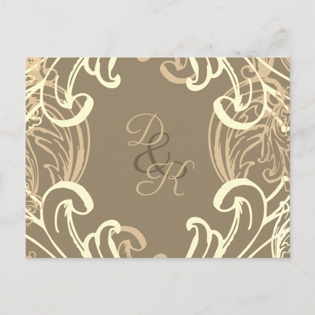 Postal Monograma negro y oro vintage rsvp (Anverso)