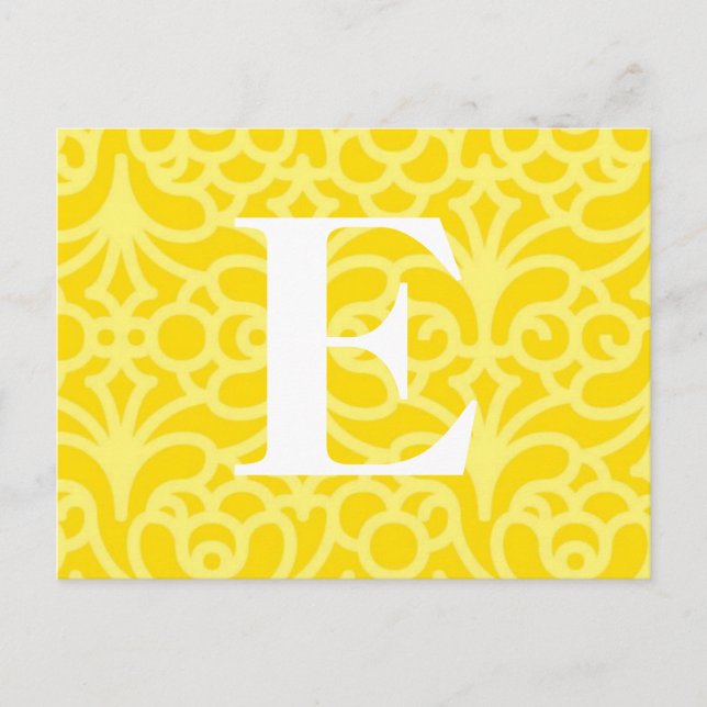 Postal Monograma Ornate Floral - Letra E (Anverso)
