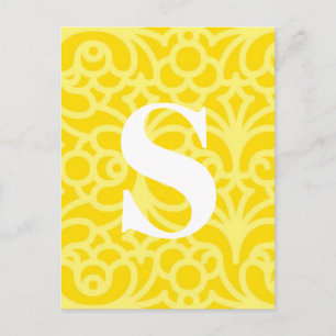 Postal Monograma Ornate Floral - Letra S
