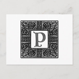 Postal Monograma "P" celta plateado
