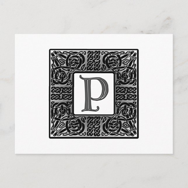 Postal Monograma "P" celta plateado (Anverso)