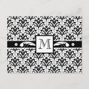 Postal Monograma Personalizado elegante Art Deco Floral D