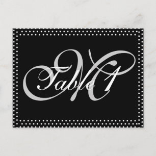 Postal Monograma plateado sobre número de tabla de Boda n