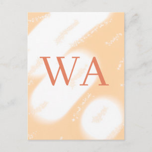 Postal Monograma retro blanco naranja melocotón pastel no