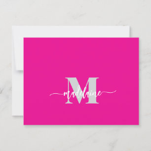 Postal Monograma Rosa Blanco Color Plateado Personal 