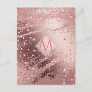 Postal Monograma ROSEGOLD Relieve metalizado metálico Asp