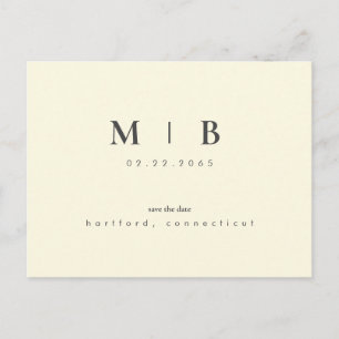 Postal Monograma simple Amarillo Guardar Boda de fechas