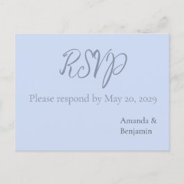 Postal Monograma simple Boda azul beau Minimalista RSVP