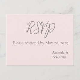 Postal Monograma simple Boda Minimalista Rosa Misty RSVP