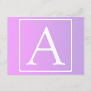 Postal Monograma simple   Ombre rosa/morado sutil