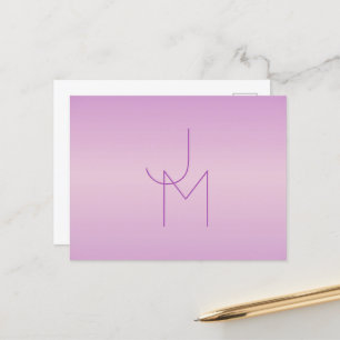 Postal Monograma superpuesto único Rosa lavanda suave