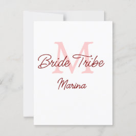 Postal monograma tribu de la novia rojo simple mini ducha