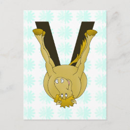 Postal Monograma V Cute Caballo Personalizado