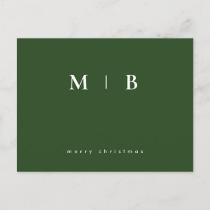 Postal Monograma verde simple y simple