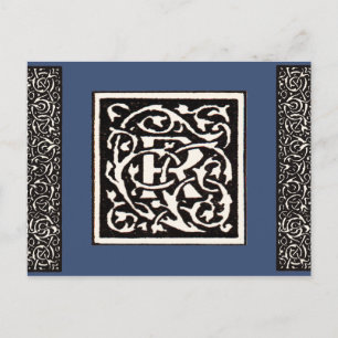 Postal Monograma vintage R Art Nouveau