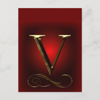 Postal Monograma VIP Gold "V" en rojo y negro
