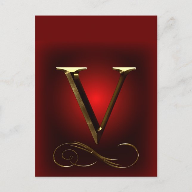 Postal Monograma VIP Gold "V" en rojo y negro (Anverso)
