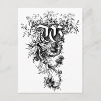 Monograma W con Flores de cardo