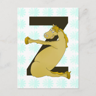Postal Monograma Z Funny Pony Personalizado