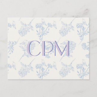 Postal monogramada de Moda Chinoiserie floral