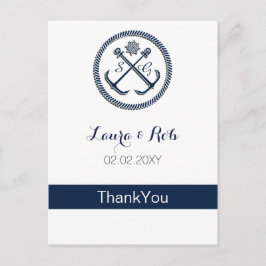 Postal Monogramas de anclaje, Bodas Náuticos Gracias a la