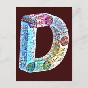 Postal Monogrammed bold letter D 