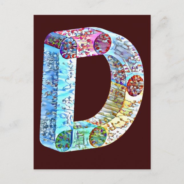 Postal Monogrammed bold letter D  (Anverso)