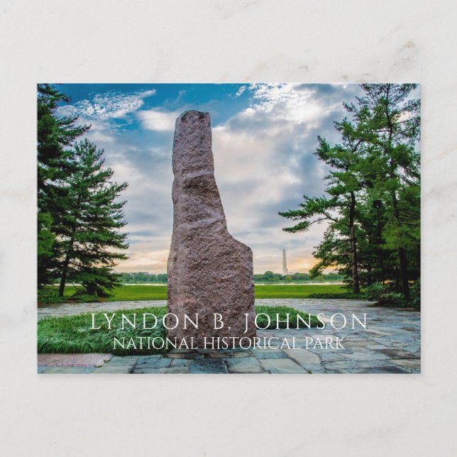 Postal Monolito de Lyndon B. Johnson, Arboleda conmemorat (Anverso)