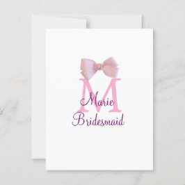 Postal monólogo de color rosa monograma dama de honor mod