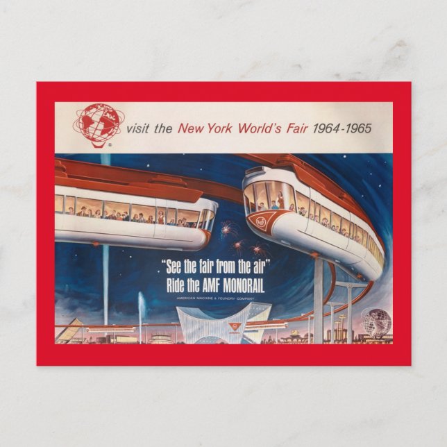 Postal Monorraíl de la Feria Mundial, Nueva York 1964 (Anverso)